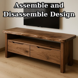 Handcrafted Solid Wood TV Stand with Live Edge Walnut Top and Dual Drawers