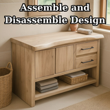 Handcrafted Solid Wood Bathroom Vanity with Live Edge Maple Top and Storage Shelves