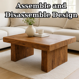 Handcrafted Solid Wood Coffee Table – Rustic Block Base Design for Living Room