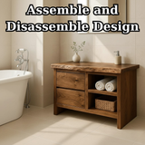 Handcrafted Solid Wood Bathroom Vanity - Rustic Drawers & Open Shelf