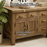Handcrafted Solid Wood Bathroom Vanity - Rustic Farmhouse Style with X-Brace Detail