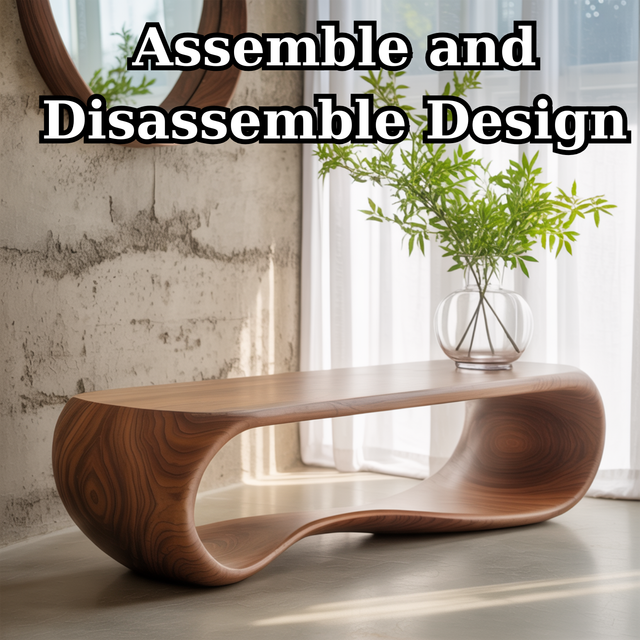 Handcrafted Solid Wood Bench – Sculptural Modern Walnut Wave Table