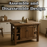 Handcrafted Solid Wood Kitchen Island | Rustic Cabinet Storage & Prep Table