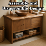 Handcrafted Solid Wood Bathroom Vanity with Live Edge Walnut Top and Storage Cabinet