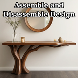 Handcrafted Solid Wood Entryway Console Table with Organic Branch Design