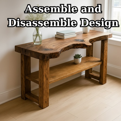Handcrafted Solid Wood Console Table – Sculptural Organic Live-Edge Design