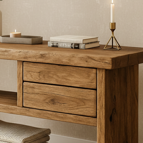 Handcrafted Natural Wood Console Table – Minimal Organic Design