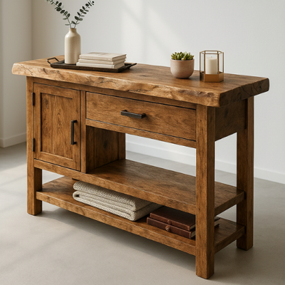 Handcrafted Solid Wood Console Table – Modern Rustic Functionality