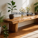 Handcrafted Solid Wood Bench – Rustic Live-Edge Slab Entryway Seating