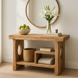 Handcrafted Solid Wood Sculptural Console Table – Organic Contemporary Form