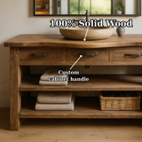 Handcrafted Solid Wood Bathroom Vanity with Curved Live-Edge Top and Triple Storage Drawers