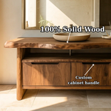 Handcrafted Solid Wood Bathroom Vanity with Live-Edge Walnut Top & Soft-Close Doors