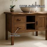 Handcrafted Solid Wood Bathroom Vanity - Live Edge Top, 2 Drawers & Open Frame Shelving (Copy)