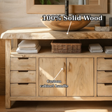 Handcrafted Solid Wood Bathroom Vanity with Live Edge Maple Top and Six Storage Drawers