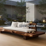 Handcrafted Solid Wood Sofa – Low Live Edge Wood Couch with Minimalist Zen Design
