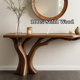 Handcrafted Solid Wood Entryway Console Table with Organic Branch Design