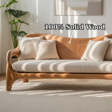 Handcrafted Solid Wood Sofa – Rustic Live Edge Wooden Couch with Modern Minimal Design