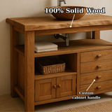 Handcrafted Solid Wood Bathroom Vanity with Live Edge Top and Multi Storage