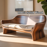 Handcrafted Solid Walnut Sofa – Sculptural Organic Wood Couch with Smooth Curves and Cushion Seat