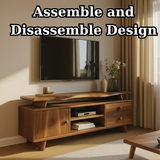 Handcrafted Solid Wood TV Stand - Sculptural Mid-Century Console with Curved Top