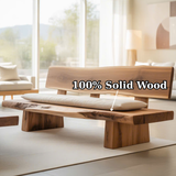 Handcrafted Solid Wood Sofa – Rustic Live Edge Bench-Style Couch with Minimalist Natural Design