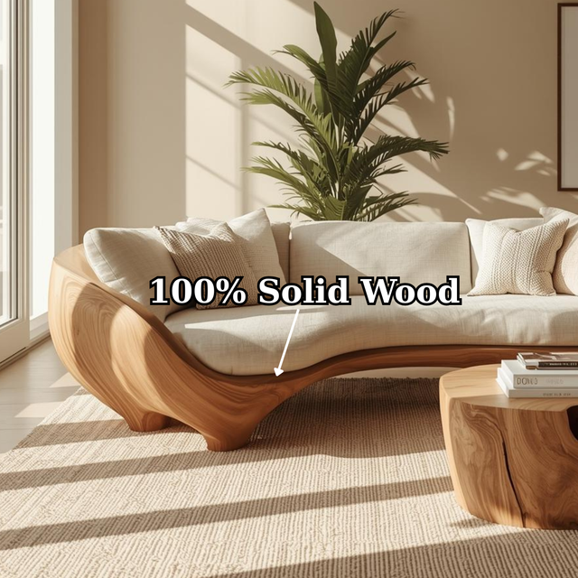Handcrafted Solid Walnut Sofa – Modern Sculptural Wood Couch with Smooth Organic Curves