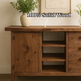 Handcrafted Solid Wood Console Table – Live-Edge Slab with Cabinet and Drawers
