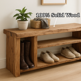 Handcrafted Solid Wood Bench – Natural Rustic Seating and Multi-Tier Storage