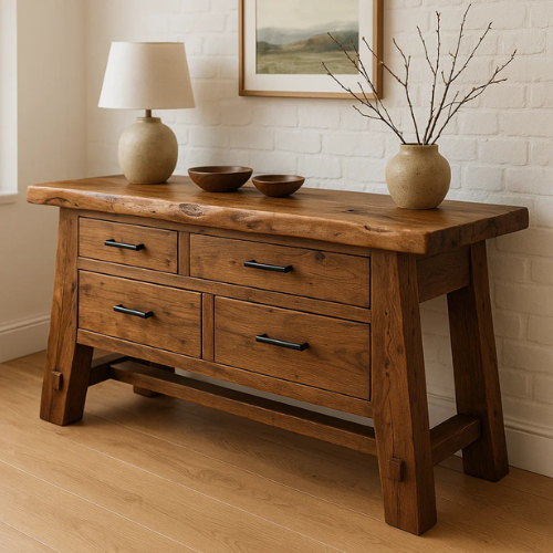 Rustic Solid Wood Console Table – Handcrafted with Timeless Character