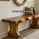 Handcrafted Solid Wood Live-Edge Entryway Bench – Sculptural & Organic Seating
