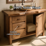 Handcrafted Solid Wood Bathroom Vanity with Live-Edge Top and Storage Drawers