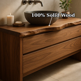 Handcrafted Solid Wood Bathroom Vanity with Live Edge Top - Rustic Modern Washstand