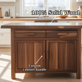 Handcrafted Solid Wood Kitchen Island with Dual Drawers and Spacious Cabinet Storage