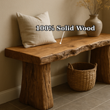 Handcrafted Solid Wood Rustic Bench – Natural Live-Edge Slab Entryway Seating