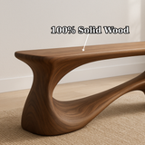 Handcrafted Solid Wood Bench – Unique Organic Curvature Art Piece