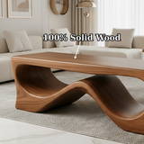 Handcrafted Solid Wood Coffee Table – Sculptural Walnut Wave Design