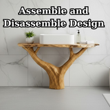 Handcrafted Solid Wood Live Edge Bathroom Vanity - Unique Root Base