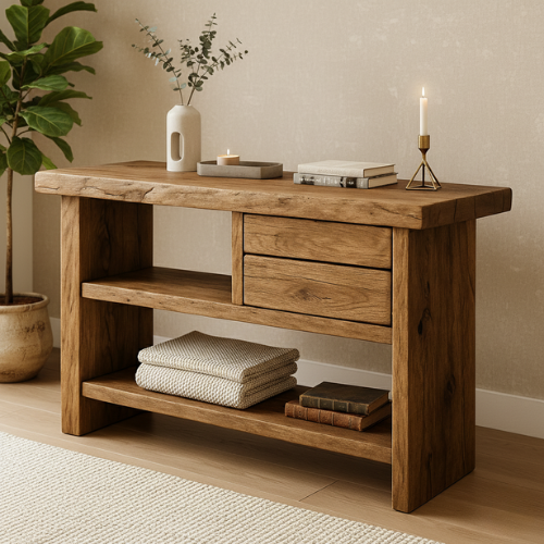Handcrafted Natural Wood Console Table – Minimal Organic Design