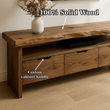 Handcrafted Solid Wood TV Stand with Live Edge Walnut Top and 3 Drawers