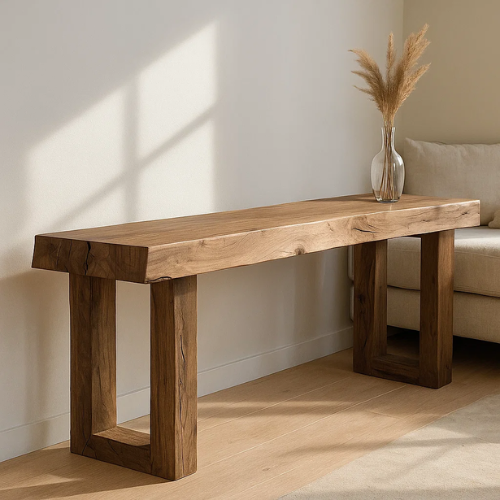 Handcrafted Solid Wood Live Edge Console, Console Table