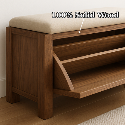 Handcrafted Solid Wood Rustic Bench – Natural Live-Edge Slab Entryway Seating