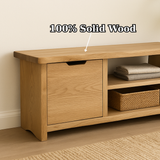Handcrafted Solid Wood Bench – Oak Entryway Storage Bench & Cabinet