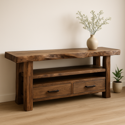 Handcrafted, Solid Wood, Console Table.