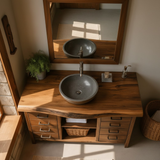 Handcrafted Solid Wood Bathroom Vanity with Live Edge Walnut Top and 8 Storage Drawers