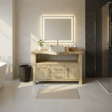 Handcrafted Solid Wood Bathroom Vanity with Live Edge Oak Top, 2 Drawers and Double Cabinets