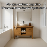 Handcrafted Solid Wood Bathroom Vanity - Live Edge Top with Drawers & Open Shelf Storage