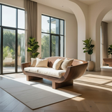 Handcrafted Solid Walnut Sofa – Modern Sculptural Wood Couch with Curved Organic Design