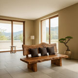 Handcrafted Solid Wood Sofa – Modern Minimalist Frame with Warm Natural Grain