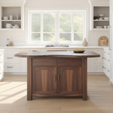 Handcrafted Solid Wood Kitchen Island with Live-Edge Curved Top and Spacious Storage