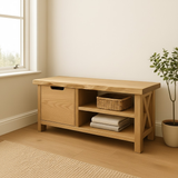 Handcrafted Solid Wood Bench – Modern Rustic Seating with X-Accent and Storage